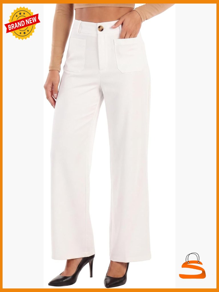 High Waisted Wide Leg Dress Pants With Pockets Business Casual Trousers